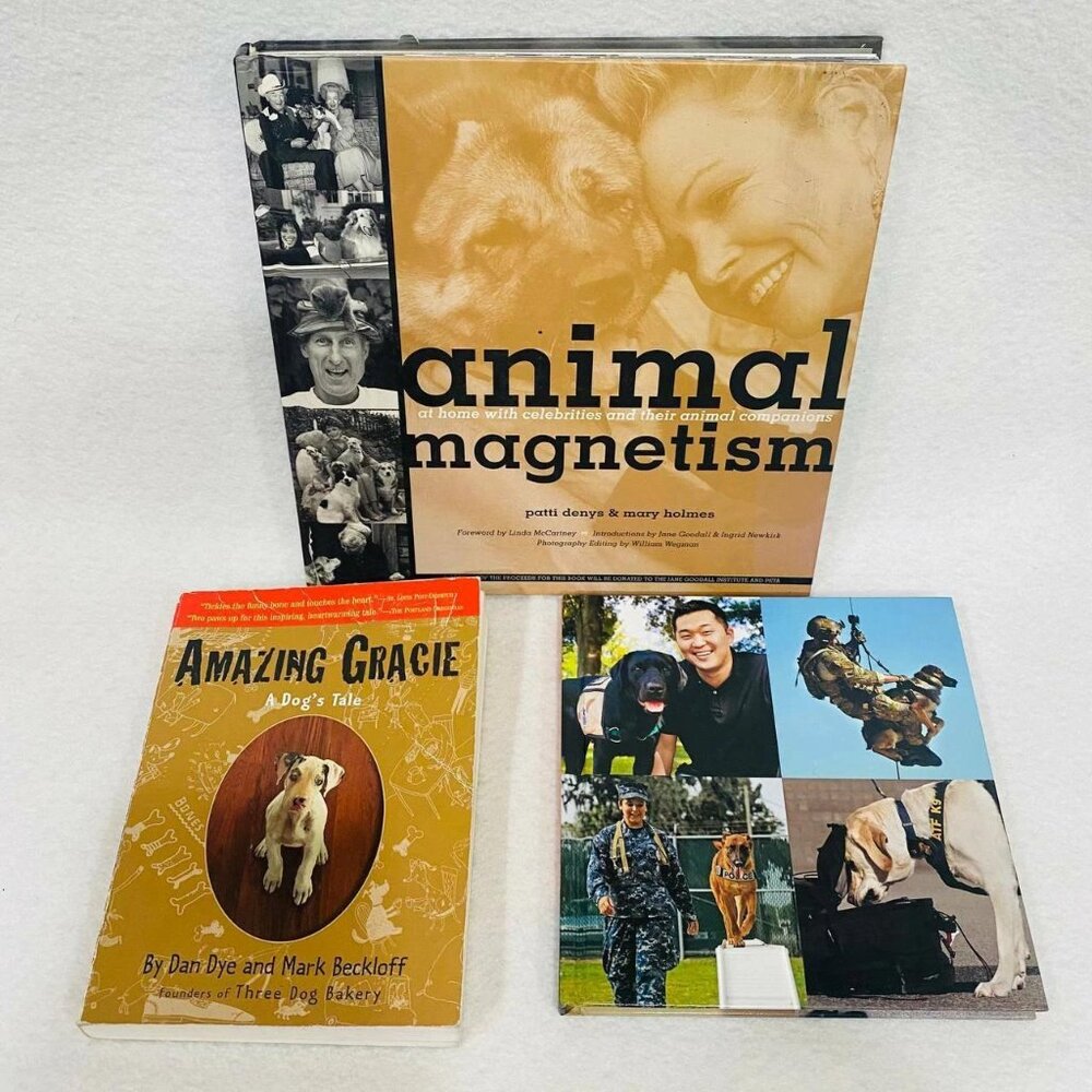 Dog Books Set of 3: Amazing Grace Animal Magnetism Paws of Courage
